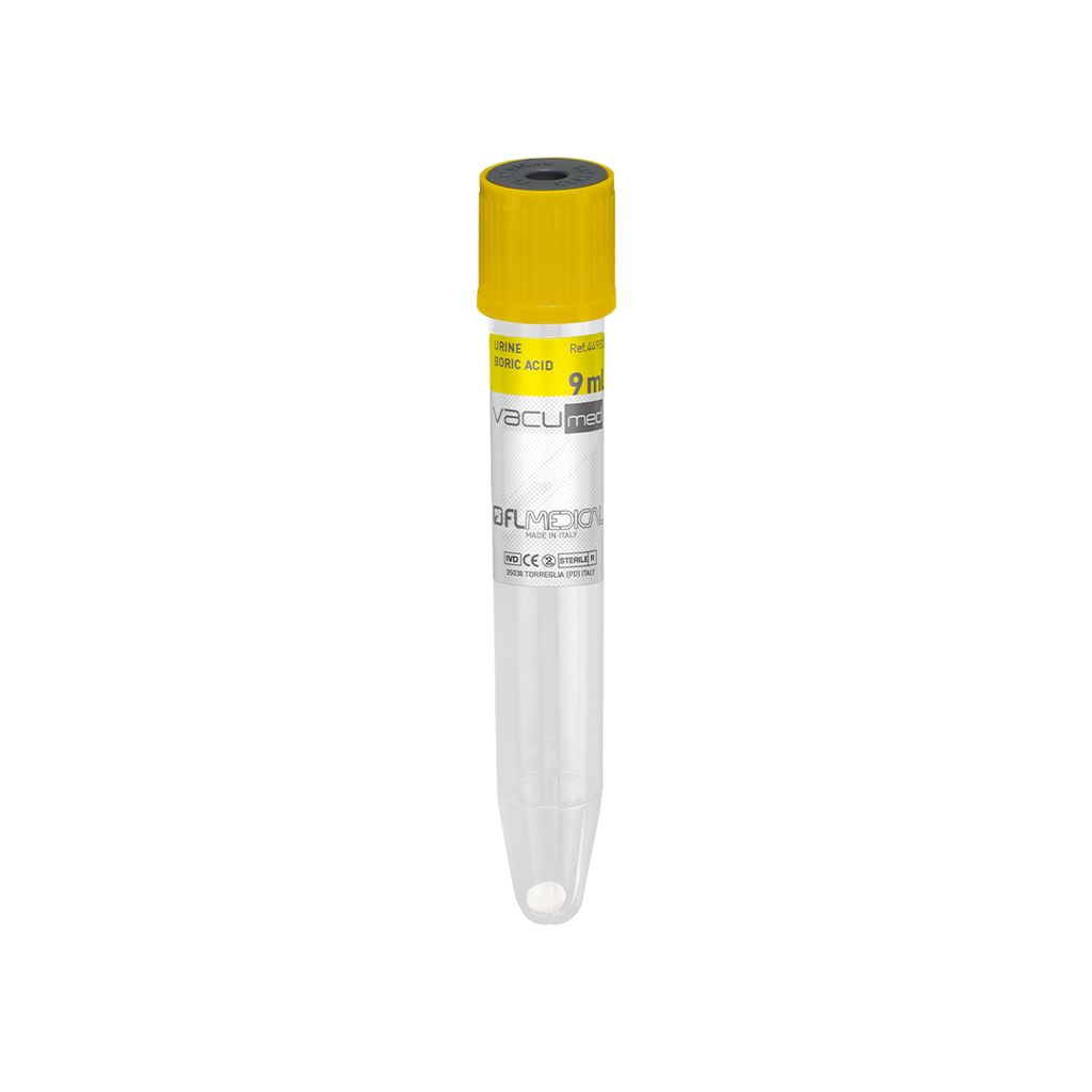 [44970-53] Vacumed® uriiniproovi katsuti säilitusainega, 10 ml, kollane, 12 × 100